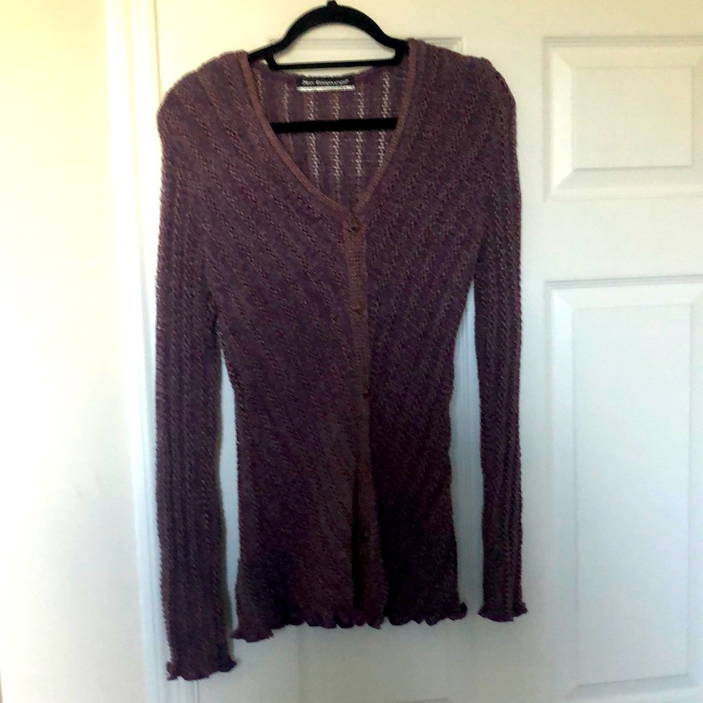 Knit V Neck Sweater purple size L